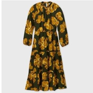 Green and Yellow Floral Maxi Dress